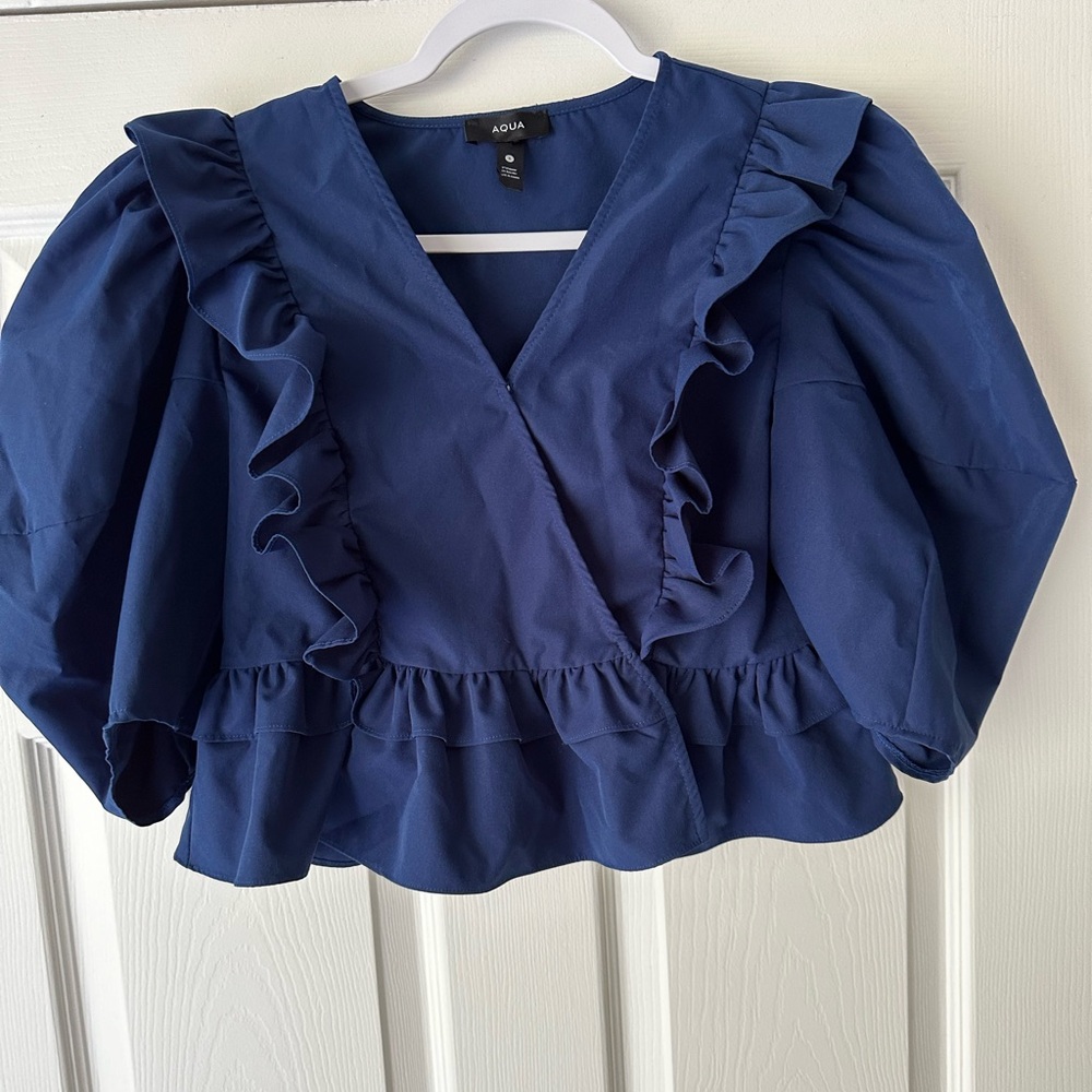 Women’s Aqua top size small navy blue - Picture 3 of 6